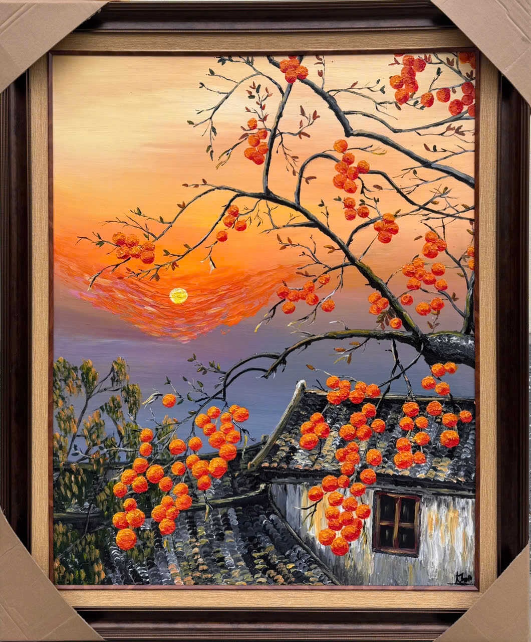 Tác phẩm “Cành hồng” (Acrylic, 80x100cm) – Biểu tượng cho sự ấm cúng, sung túc và đủ đầy trong mỗi mái nhà.
