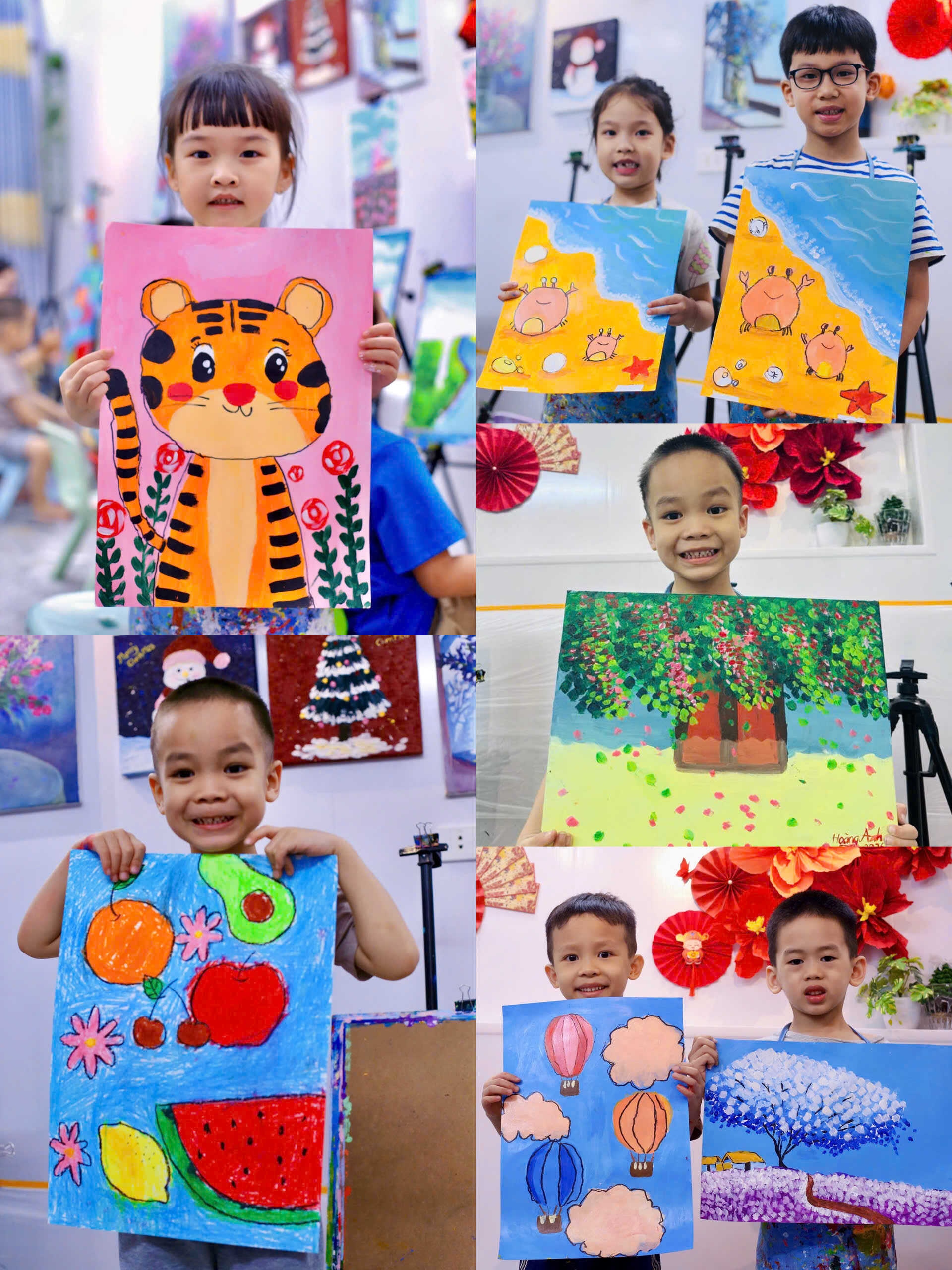 Những hoạ sĩ nhí và những nụ cười xinh sau mỗi giờ học tại Xưởng vẽ Sơn Tùng Art 