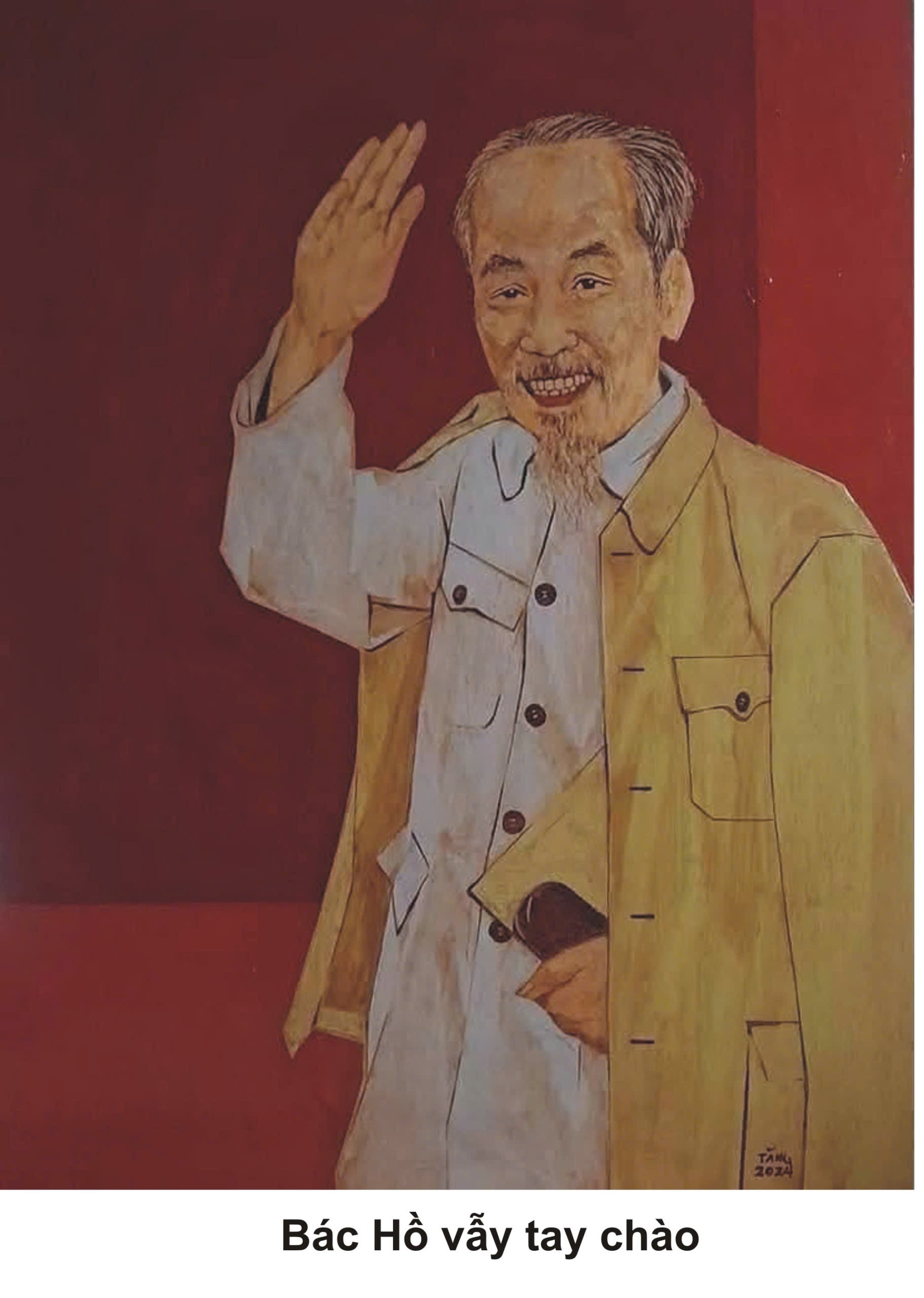 Hình ảnh Bác Hồ được Đỗ Văn Tăng thể hiện giản dị, gần gũi trong từng tác phẩm.