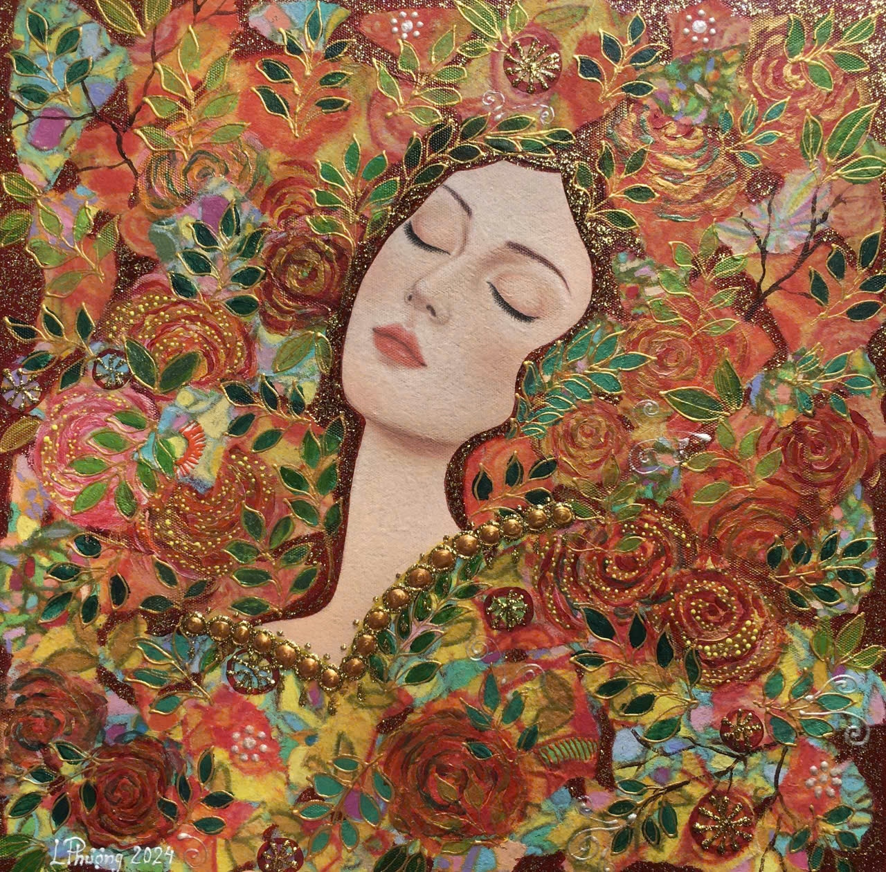 Những tác phẩm trong series “My Angel”, người phụ nữ dịu dàng giữa khu vườn hoa, biểu tượng của sự giao hòa giữa con người và tự nhiên