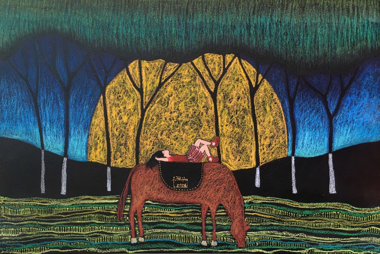 Một lát cắt bình yên trong tác phẩm “Thong dong” thể hiện tinh thần tự do và cảm xúc rất riêng của Lê Phượng