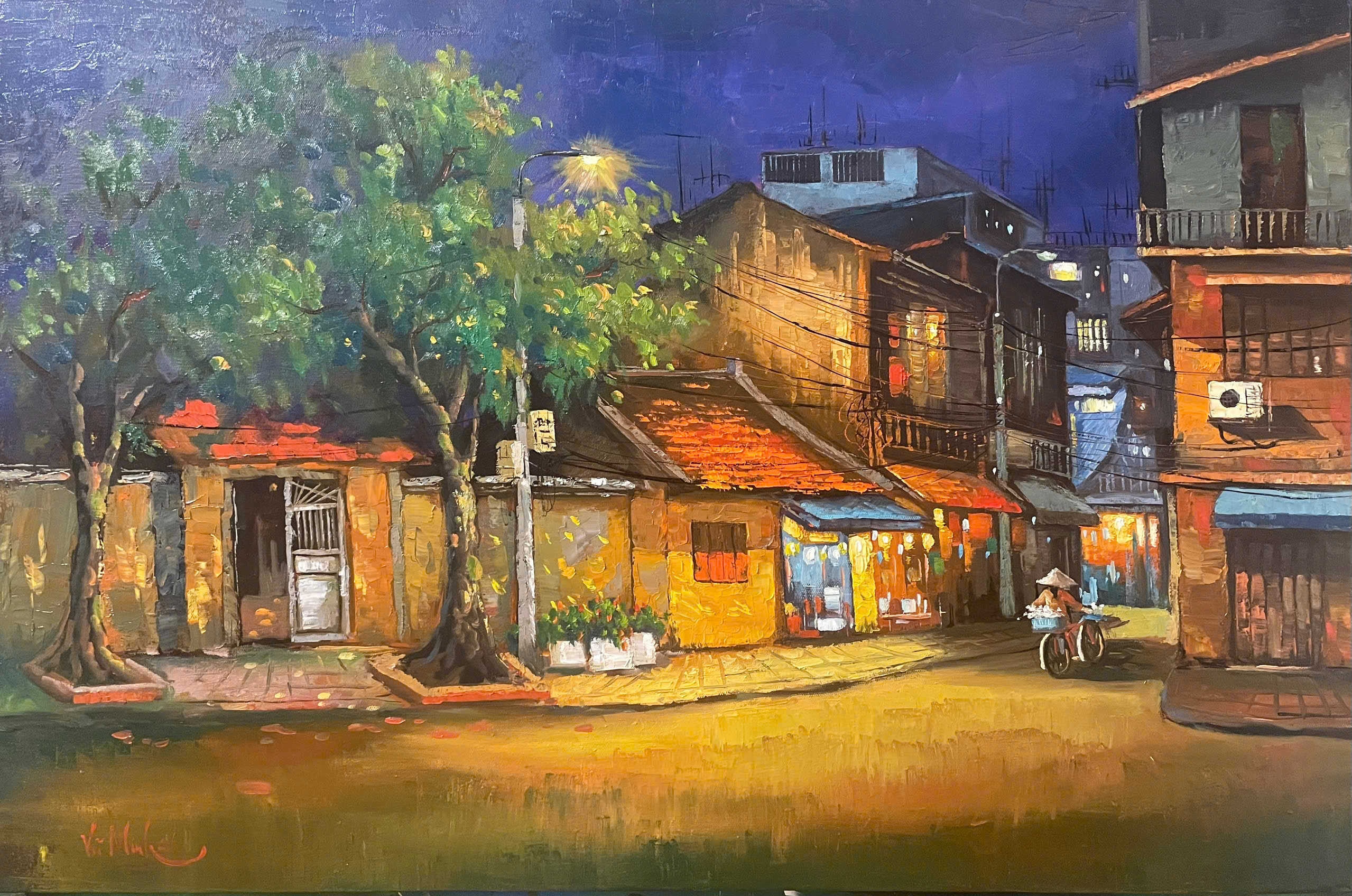 Tác phẩm “Phố Đêm”của hoạ sĩ Vũ Tiến Minh