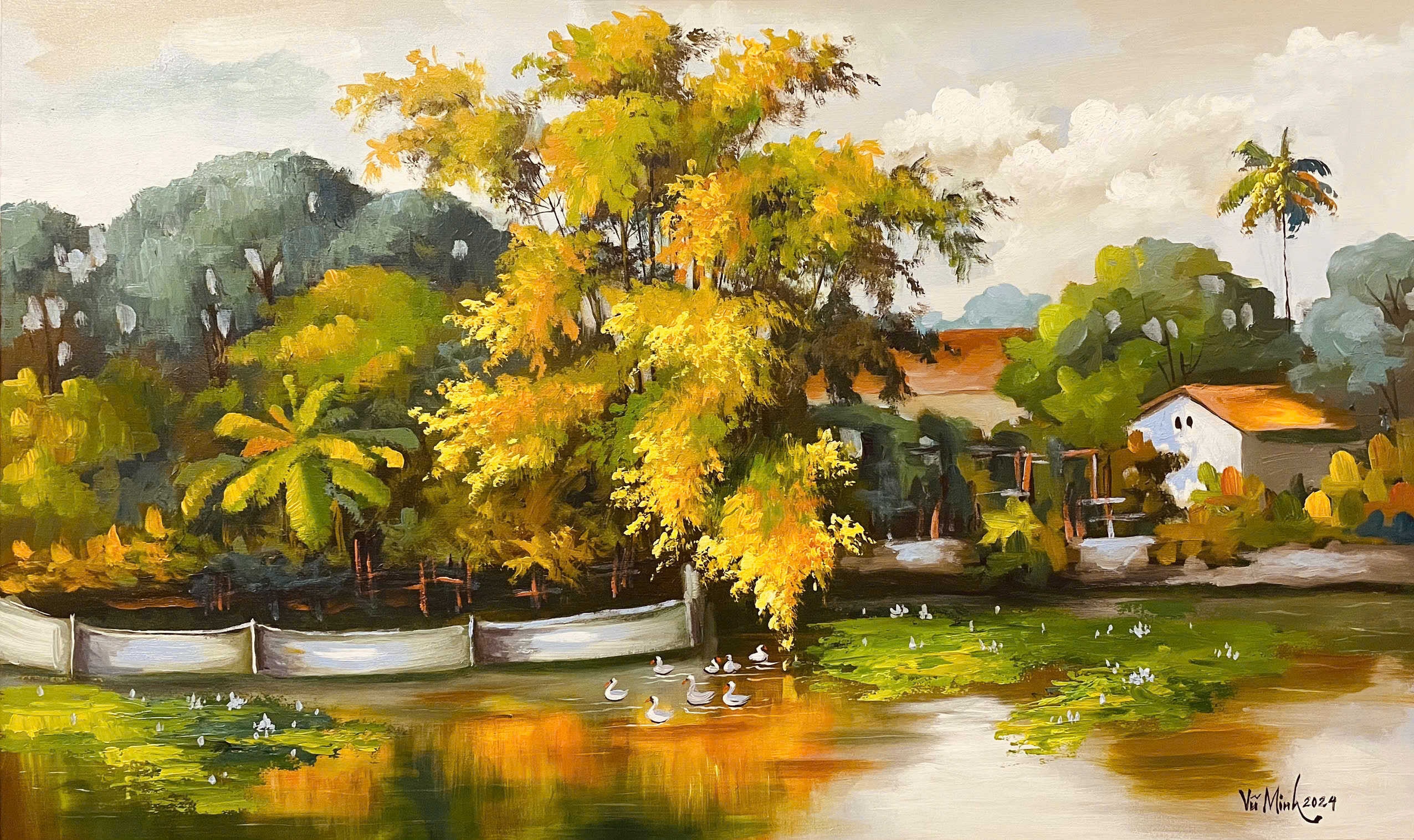 Tác phẩm “Bên Bờ Ao”của hoạ sĩ Vũ Tiến Minh
